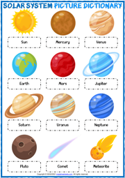 Solar System ESL Printable Picture Dictionary Worksheet