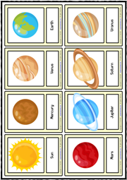 Solar System ESL Printable Vocabulary Learning Cards For Kids