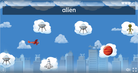 Space ESL Vocabulary Airplane Game