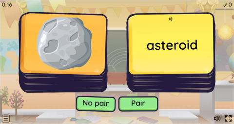 Space ESL Vocabulary Pair or No Pair Worksheet