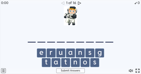 Space ESL Interactive Spell The Word Worksheet