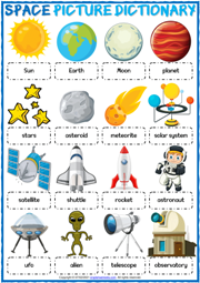 Space Vocabulary ESL Printable Picture Dictionary Worksheet