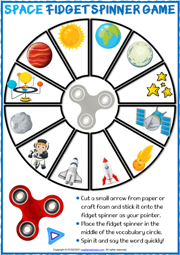 Space Vocabulary ESL Printable Fidget Spinner Game For Kids