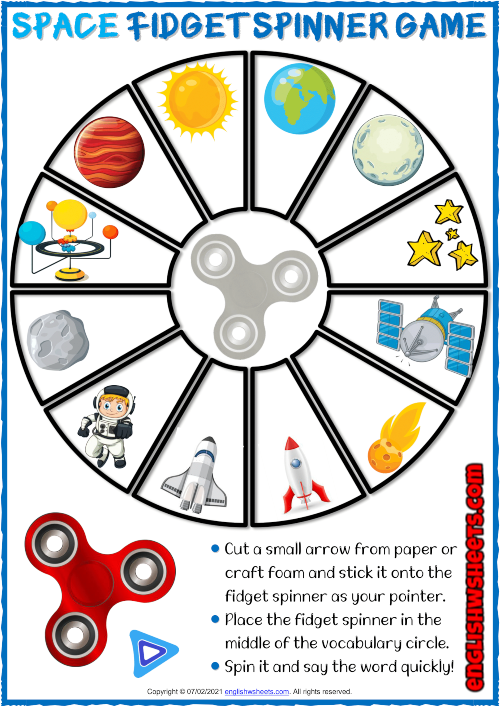Space Vocabulary Printable Fidget Spinner For