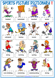 Sports ESL Printable Picture Dictionary Worksheets For Kids