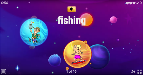 Sports ESL Vocabulary Flying Fruit Game