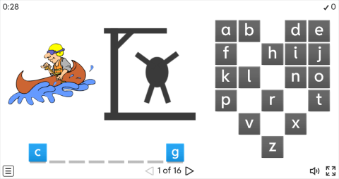 Hobbies Vocabulary ESL Interactive Hangman Game