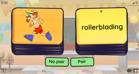 Sports ESL Vocabulary Pair or No Pair Worksheet