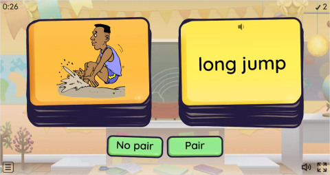 Sports ESL Vocabulary Pair or No Pair Worksheet