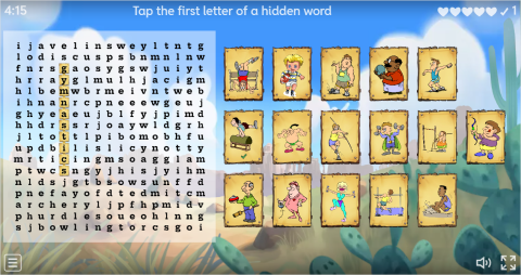 Sports Vocabulary ESL Interactive Wordsearch Puzzle