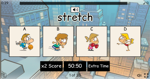 Sports Verbs ESL Interactive Vocabulary Quiz Show