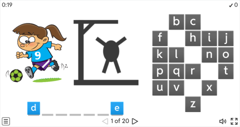 Sports Verbs ESL Interactive Hangman Game