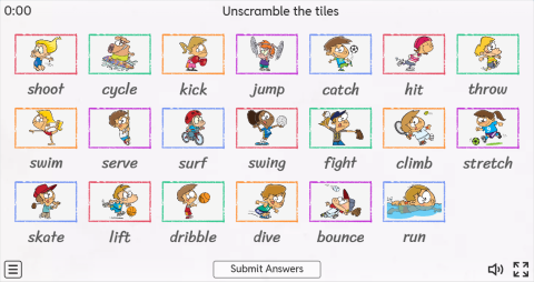 Sports Verbs ESL Interactive Match Up Worksheet