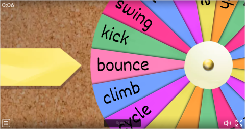 Sports Verbs ESL Interactive Spin The Wheel Worksheet