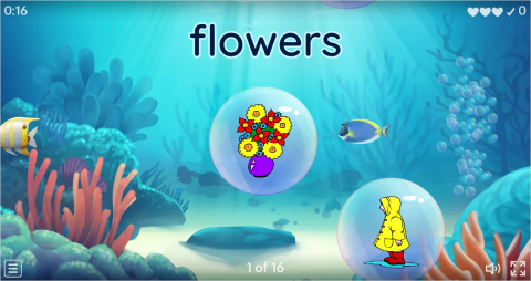 Spring ESL Vocabulary Flying Fruit Game