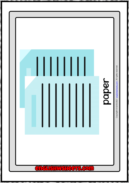 Stationery Objects ESL Printable Flashcards With Words