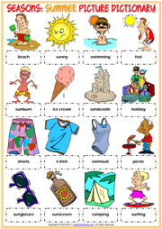 summer esl vocabulary worksheets