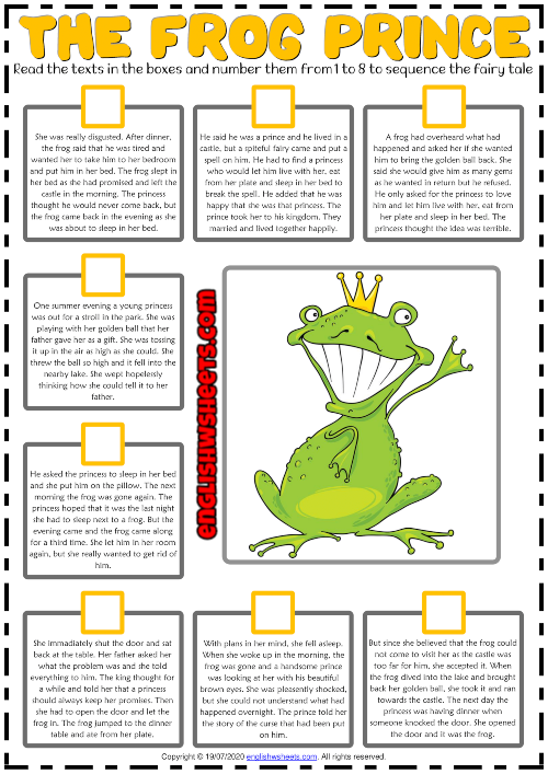 The Frog Prince ESL Sequencing The Story Worksheet The Frog Prince ESL Sequencing The Story Worksheet