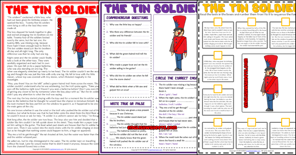 The Tin Soldier ESL Reading Comprehension Worksheets