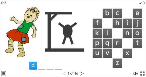 Toys Vocabulary ESL Interactive Hangman Game