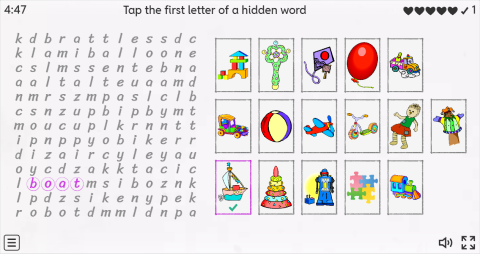 Toys Vocabulary ESL Interactive Wordsearch Puzzle