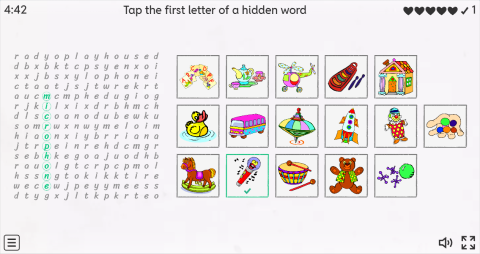 Toys Vocabulary ESL Interactive Wordsearch Puzzle