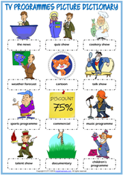 TV Programmes ESL Picture Dictionary Worksheet For Kids