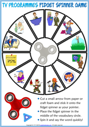 TV Programmes ESL Printable Fidget Spinner Game For Kids