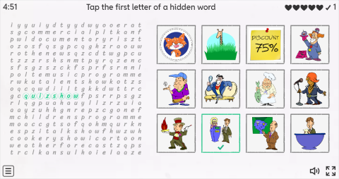 TV Programmes ESL Interactive Wordsearch Puzzle