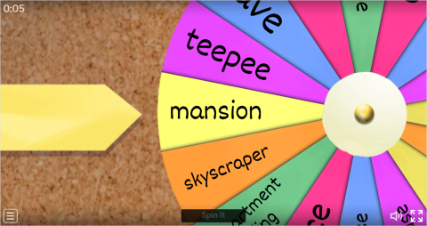 Types of Houses Interactive Spin The Wheel Worksheet