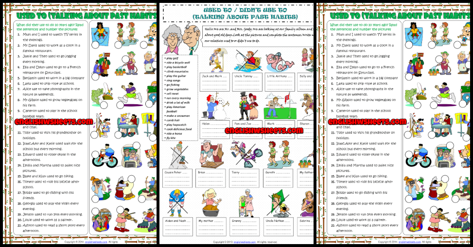 used to esl printable worksheets and exercises