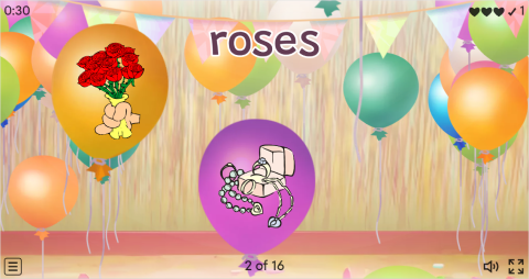 Valentine's Day ESL Vocabulary Flying Fruit Game