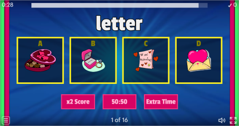 Valentine's Day ESL Interactive Vocabulary Quiz Show