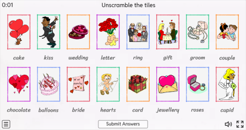 Valentine's Day ESL Interactive Match Up Worksheet