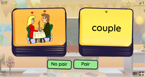 Valentine's Day ESL Vocabulary Pair or No Pair Worksheet