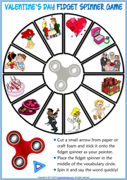 Valentine's Day ESL Printable Fidget Spinner Game