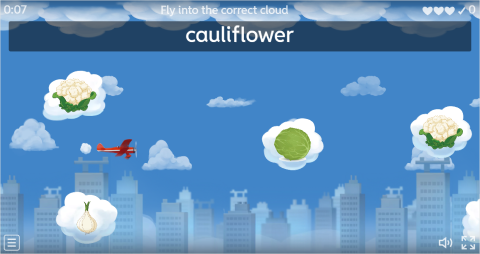 Vegetables ESL Vocabulary Airplane Game