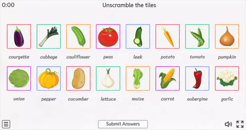 Vegetables ESL Interactive Match Up Worksheet