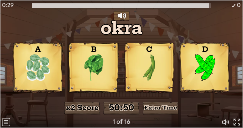 Vegetables ESL Interactive Vocabulary Quiz Show