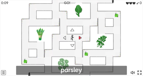 Vegetables ESL Vocabulary Maze Chase Game