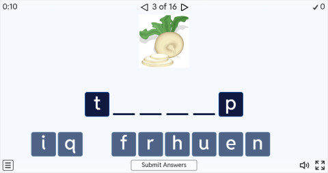 Vegetables ESL Interactive Spell The Word Worksheet