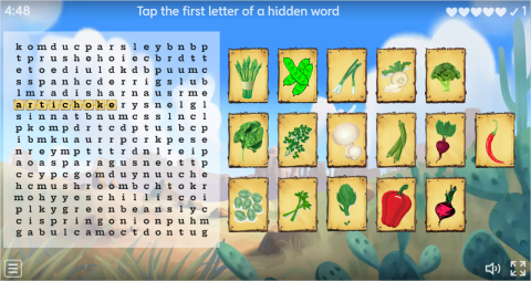 Vegetables ESL Interactive Wordsearch Puzzle