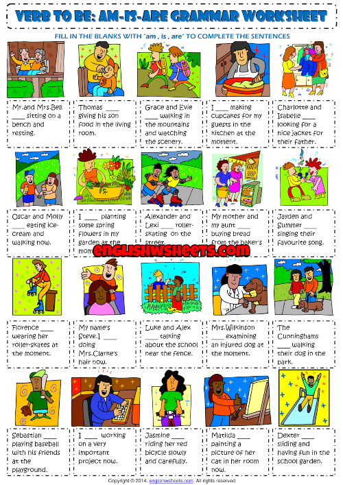 Verb To Be Am Is Are ESL Exercises Worksheet For Kids