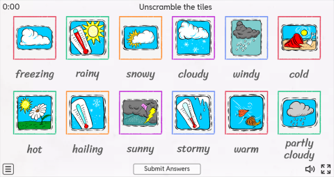 Weather Conditions ESL Interactive Match Up Worksheet