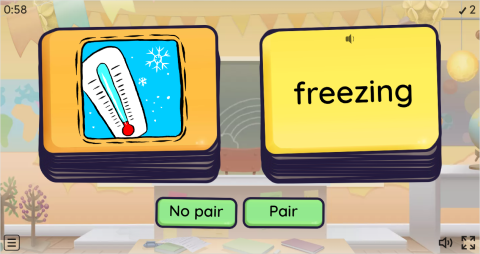 Weather Conditions ESL Pair or No Pair Worksheet