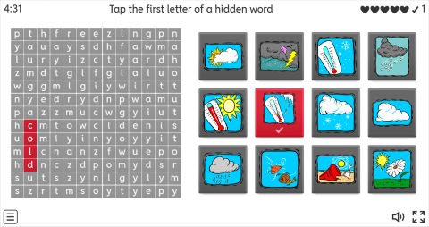 Weather Conditions ESL Interactive Wordsearch Puzzle