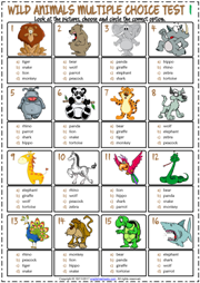 Wild Animals ESL Vocabulary Worksheets