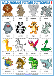 Wild Animals ESL Vocabulary Worksheets