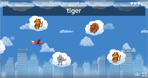 Wild Animals ESL Vocabulary Airplane Game