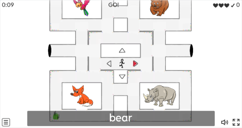 Wild Animals ESL Vocabulary Maze Chase Game